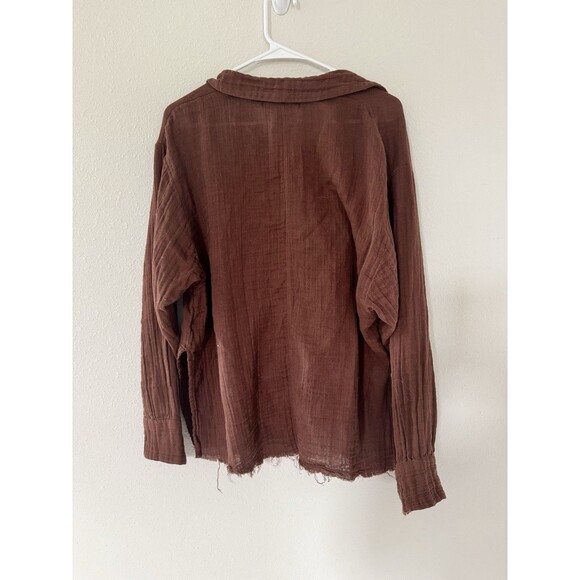 Urban Outfitters Addison Button Down Shirt Blouse Size Small Gauzey Raw Hem Punk - Picture 6 of 11